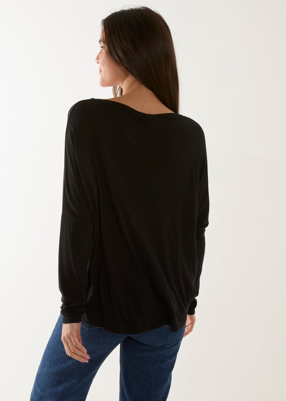 Blue Vanilla Black Batwing High Low Top
