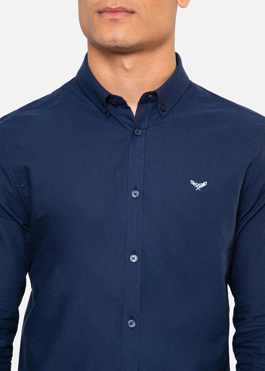 Threadbare Navy Oxford Cotton Long Sleeve Shirt