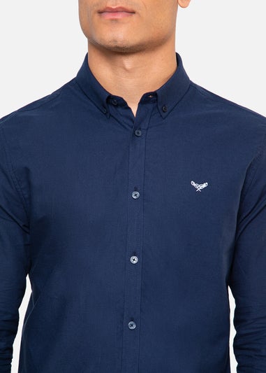 Threadbare Navy Oxford Cotton Long Sleeve Shirt