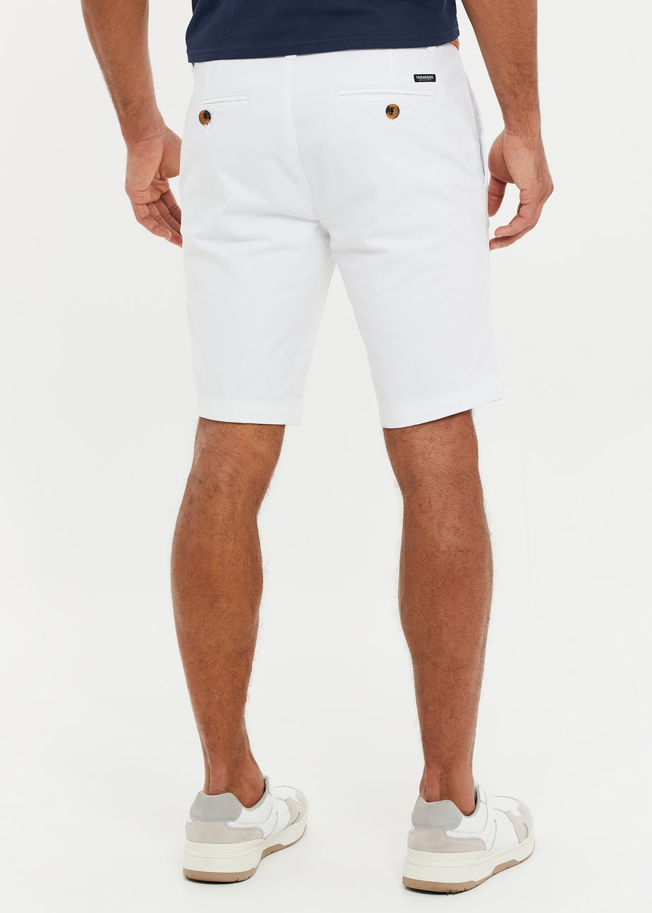 Threadbare White Cotton Turn-Up Chino Shorts with Woven Belt