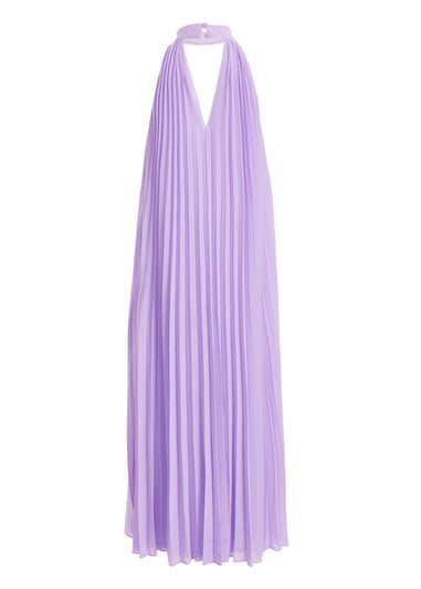 Quiz Purple Chiffon Pleated High Neck Midi Dress