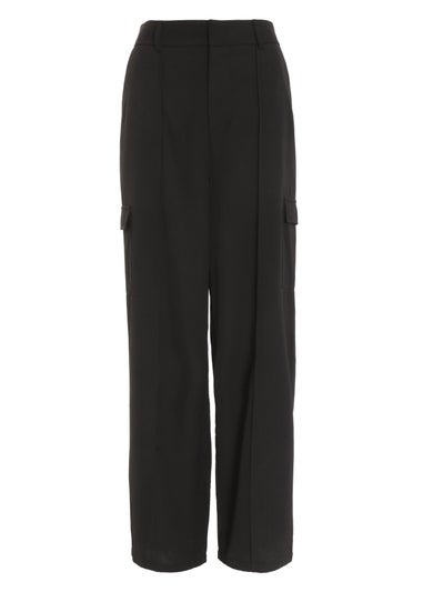 Quiz Black Wide Leg Cargo Trousers