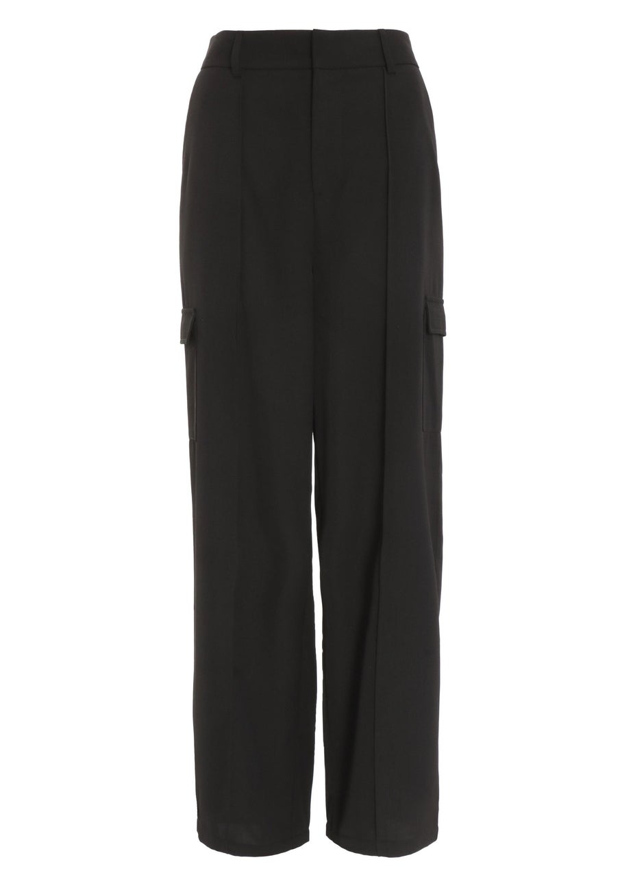 Quiz Black Wide Leg Cargo Trousers