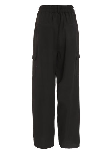 Quiz Black Wide Leg Cargo Trousers