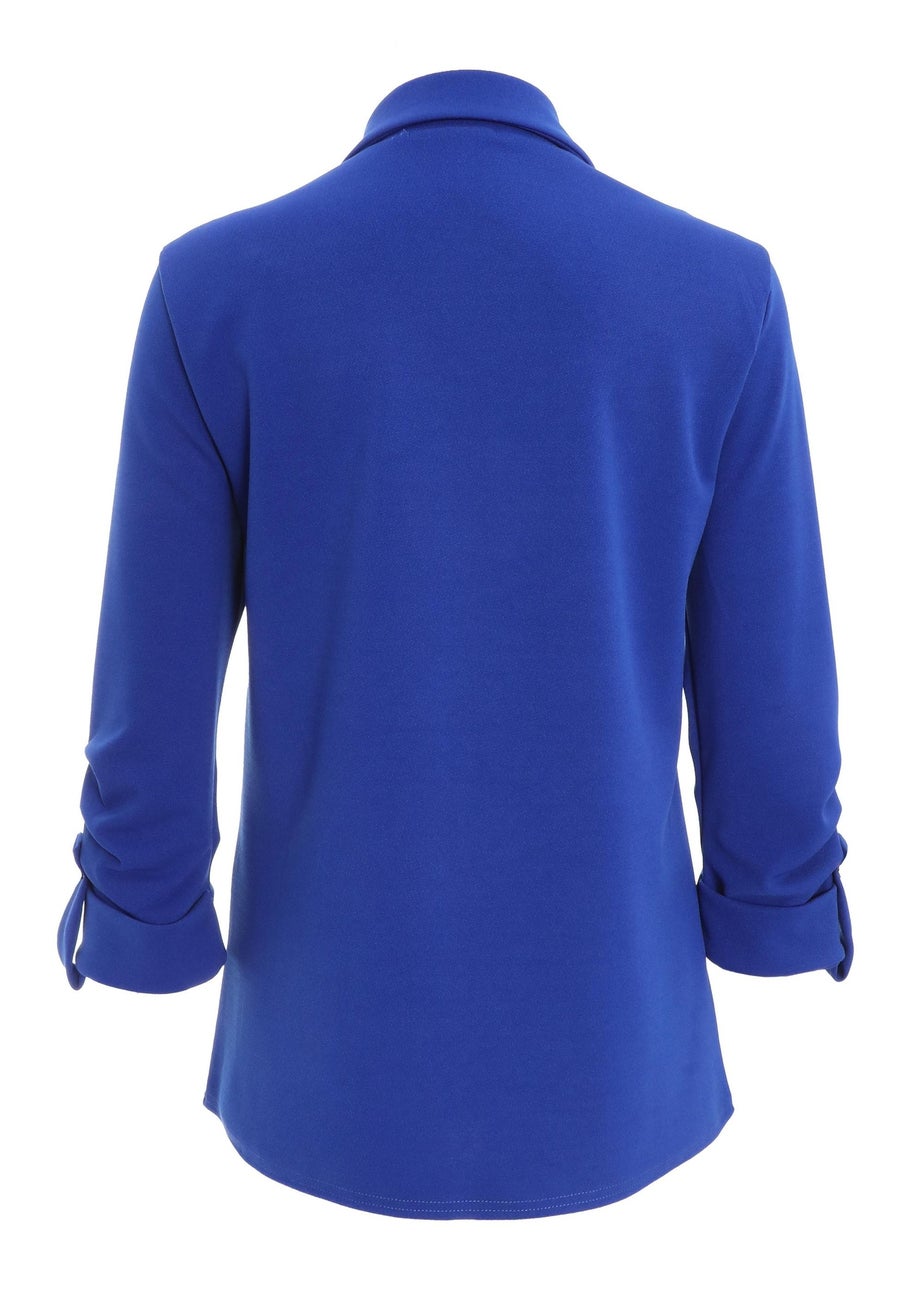 Quiz Blue Ruched Sleeve Tailored Blazer