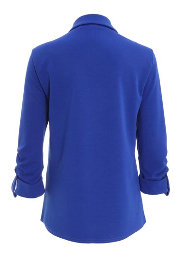 Quiz Blue Ruched Sleeve Tailored Blazer