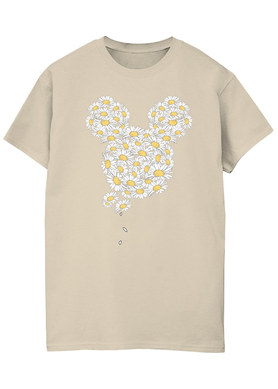 Disney Mickey Mouse Chamomile Head Sand Printed Boyfriend Fit T-Shirt