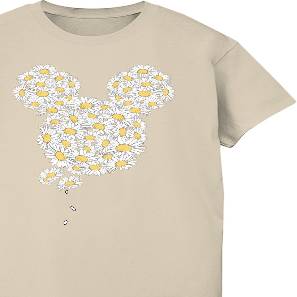 Disney Mickey Mouse Chamomile Head Sand Printed Boyfriend Fit T-Shirt