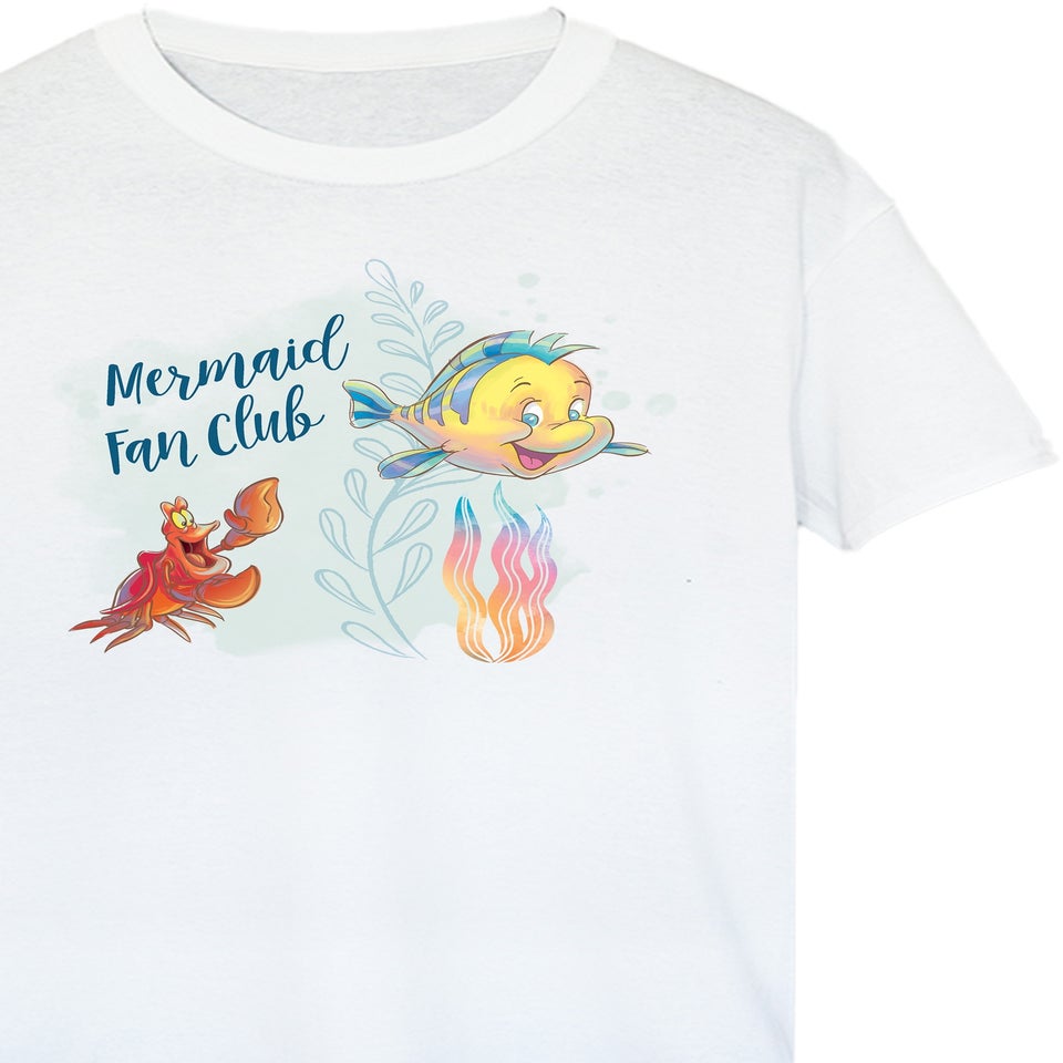 Disney Little Mermaid Club White Printed Boyfriend Fit T-Shirt