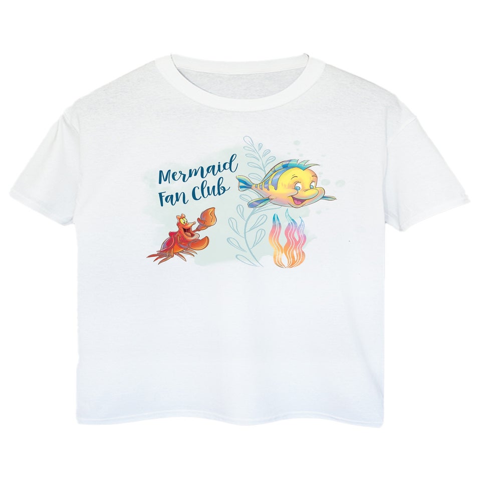 Disney Little Mermaid Club White Printed Boyfriend Fit T-Shirt