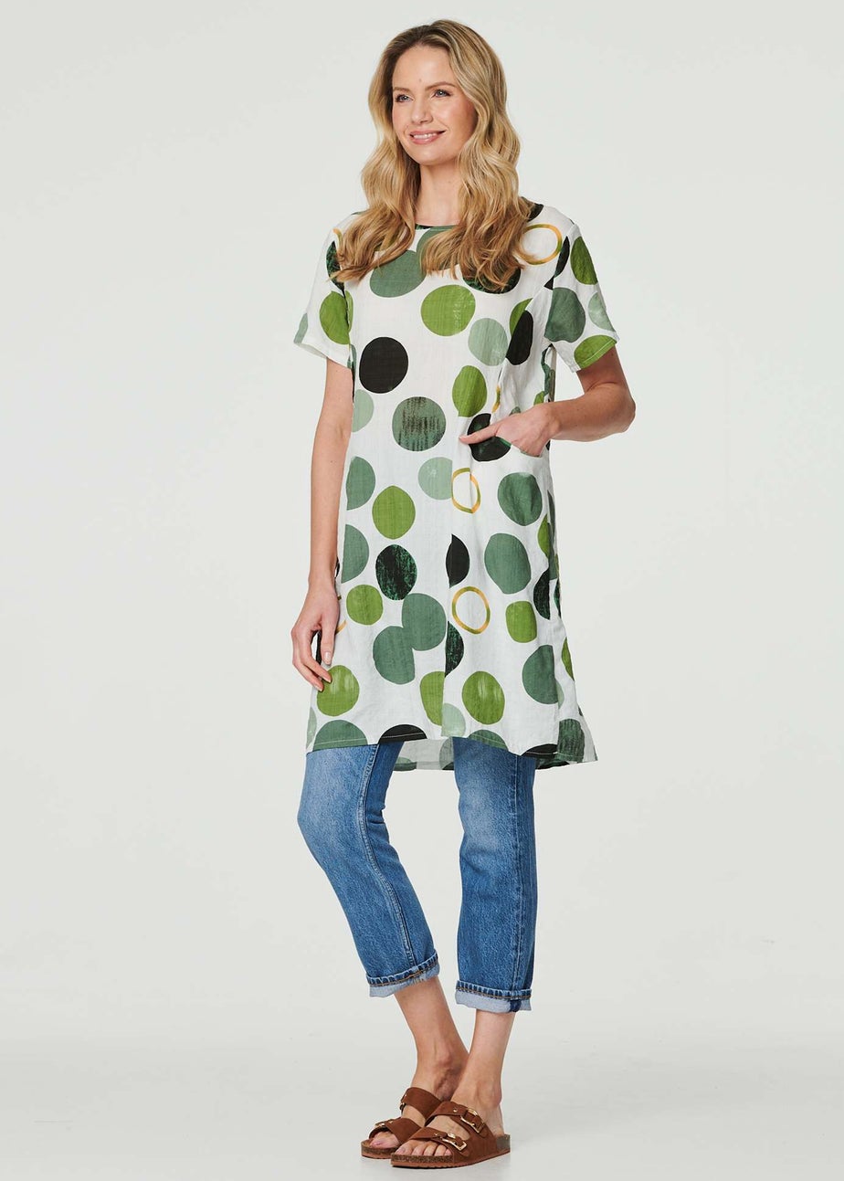Izabel London Green Polka Dot Relaxed Tunic Dress