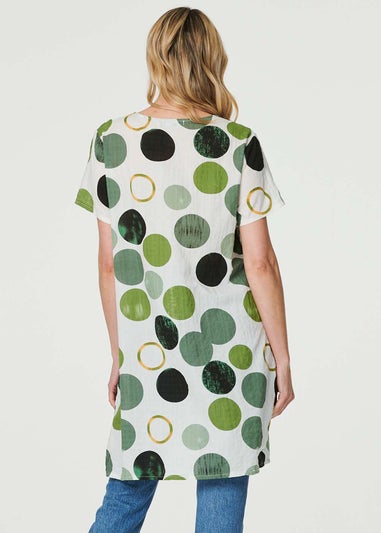 Izabel London Green Polka Dot Relaxed Tunic Dress