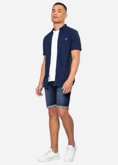 Threadbare Navy Oxford Cotton Short Sleeve Shirt