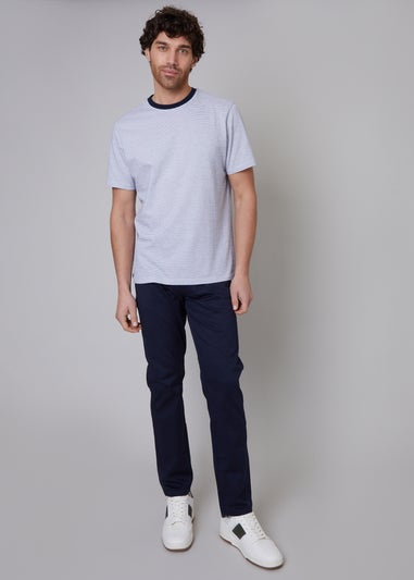 Threadbare Navy Cotton Regular Fit Chino Trousers with Stretch