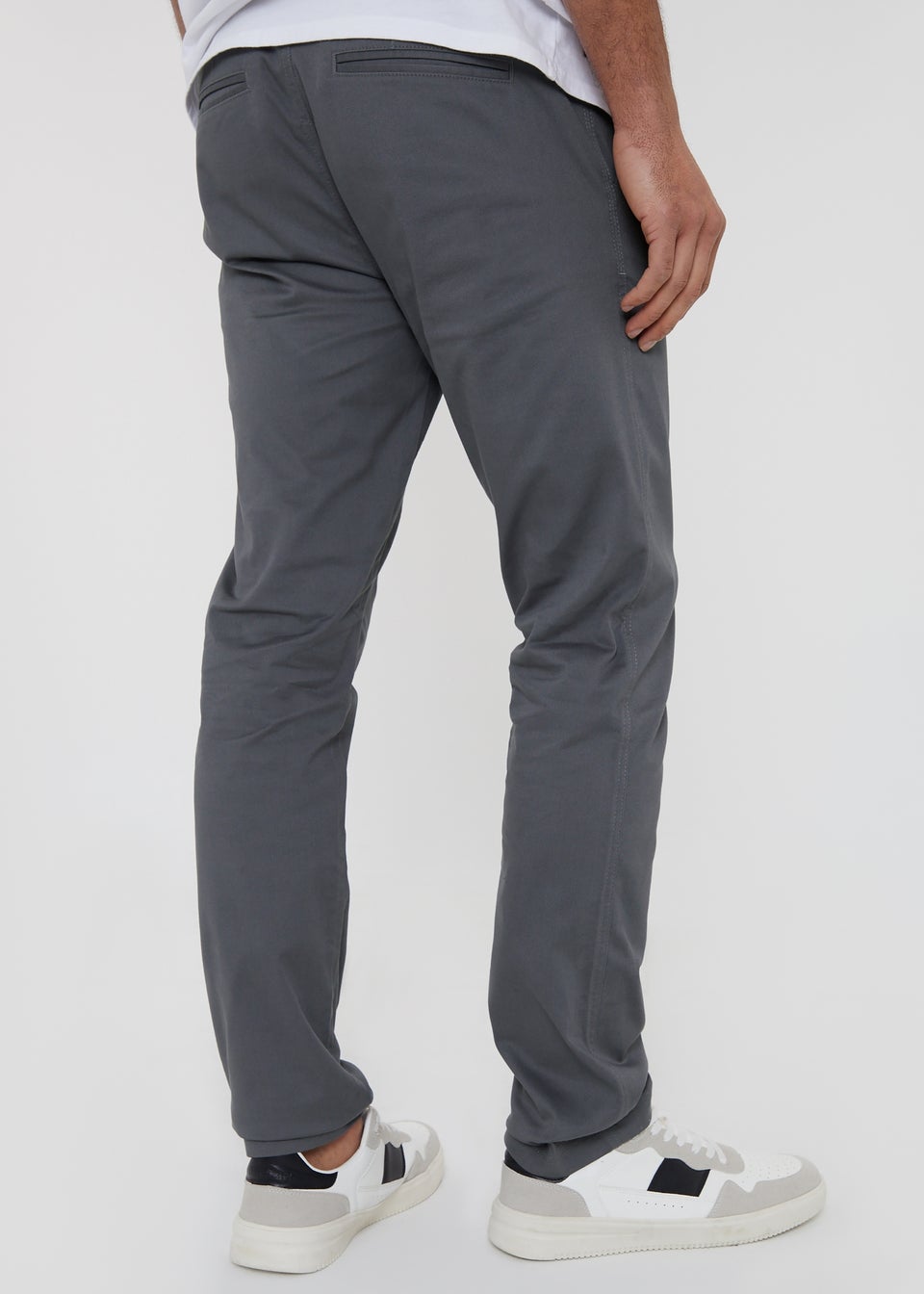 Threadbare Grey Cotton Slim Fit Chino Trousers With Stretch