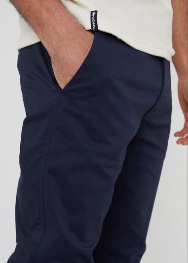 Threadbare Navy Cotton Slim Fit Chino Trousers With Stretch
