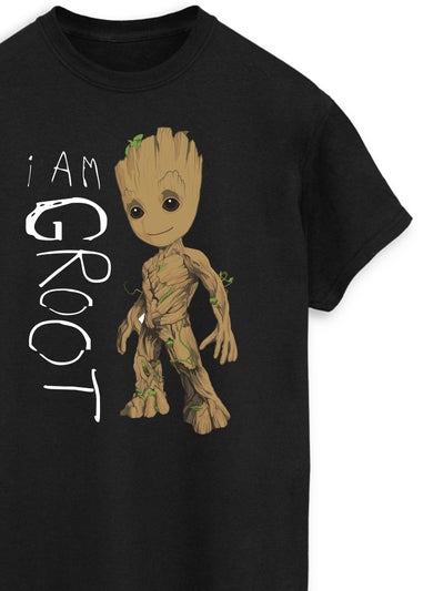 Guardians Of The Galaxy Groot Scribbles Men Black Graphic T-Shirt