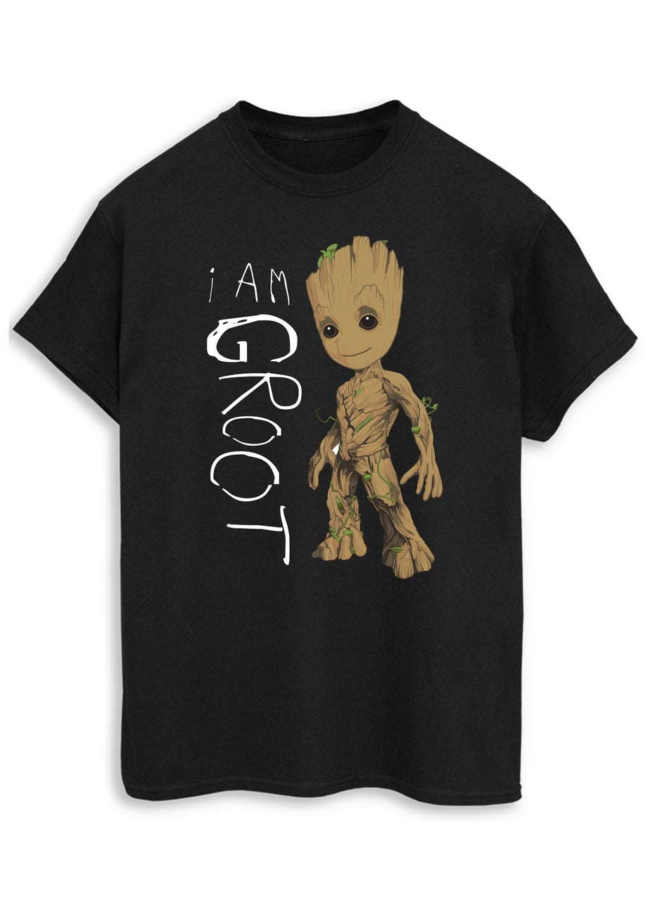 Guardians Of The Galaxy Groot Scribbles Men Black Graphic T-Shirt