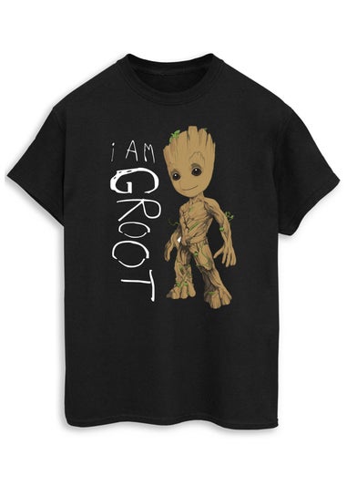 Guardians Of The Galaxy Groot Scribbles Men Black Graphic T-Shirt