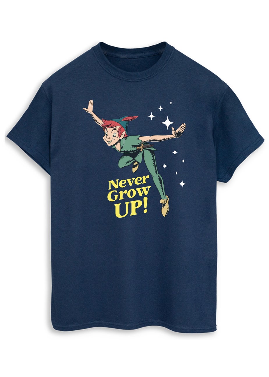 Peter Pan Never Grow Up Adult Navy Graphic T-Shirt