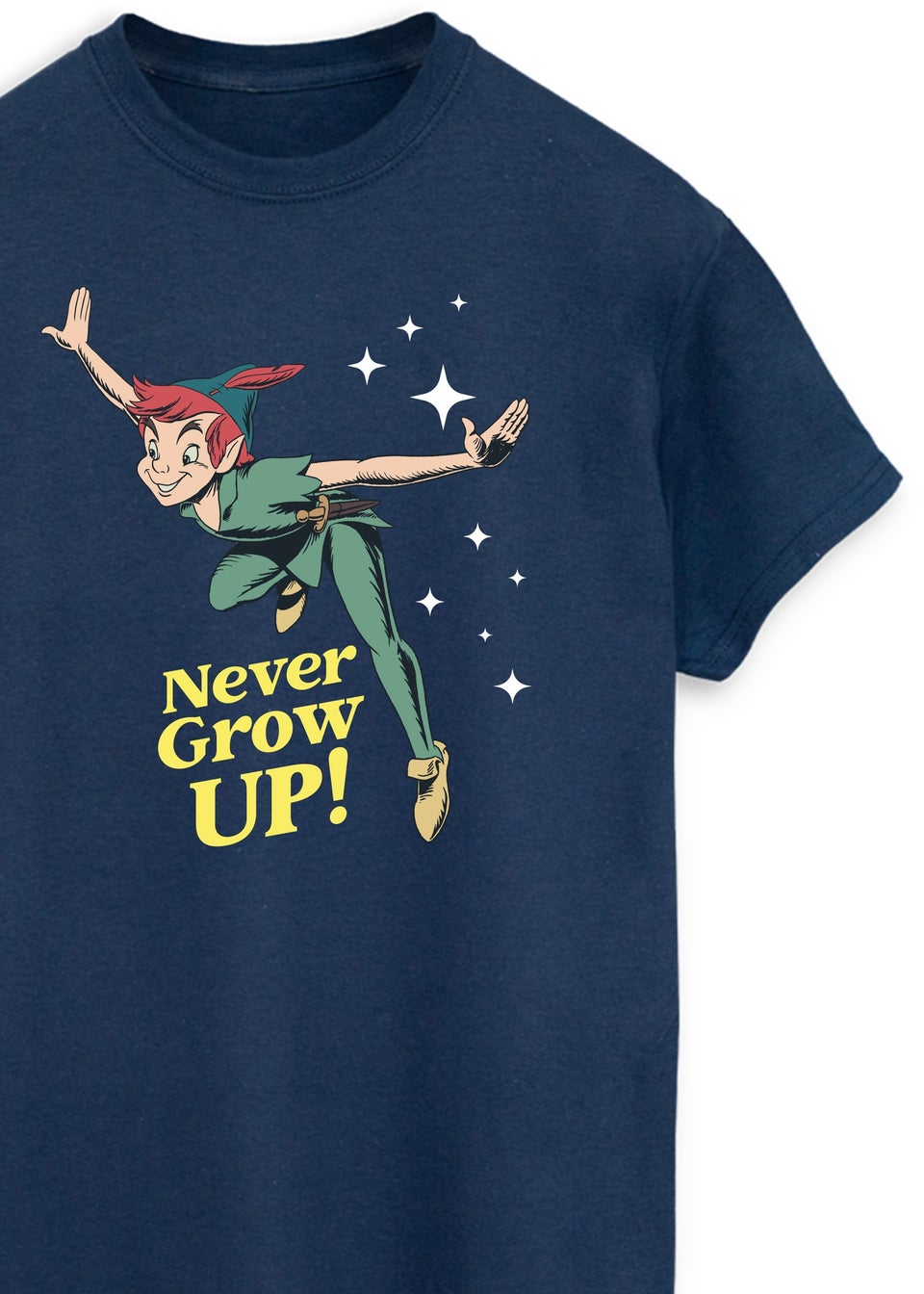 Peter Pan Never Grow Up Adult Navy Graphic T-Shirt