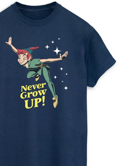 Peter Pan Never Grow Up Adult Navy Graphic T-Shirt
