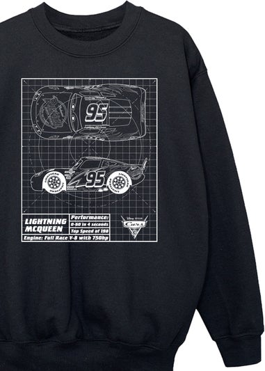 Cars Kids Black Lightning McQueen Blueprint Sweatshirt (3-13 yrs)