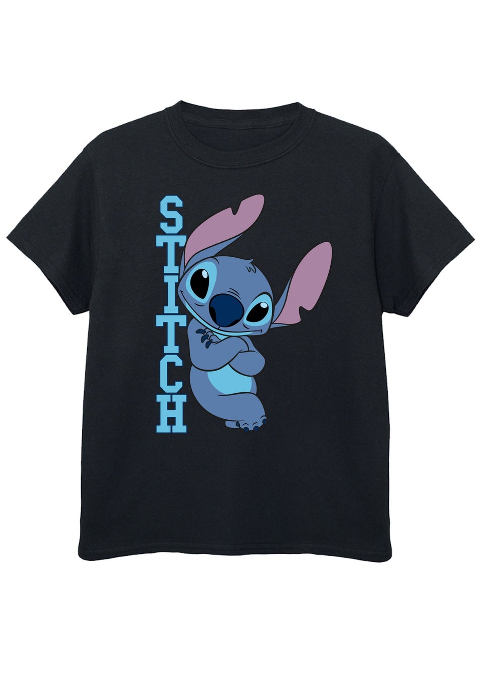 Disney Stitch Posing Girls Black Printed T-Shirt (3-13yrs)