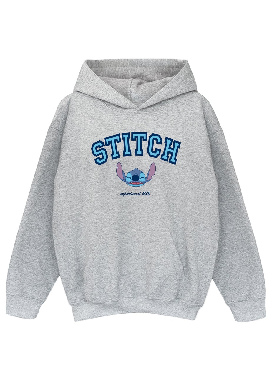 Disney Stitch Collegial Girls Heather Grey Printed Hoodie (3-13 yrs)