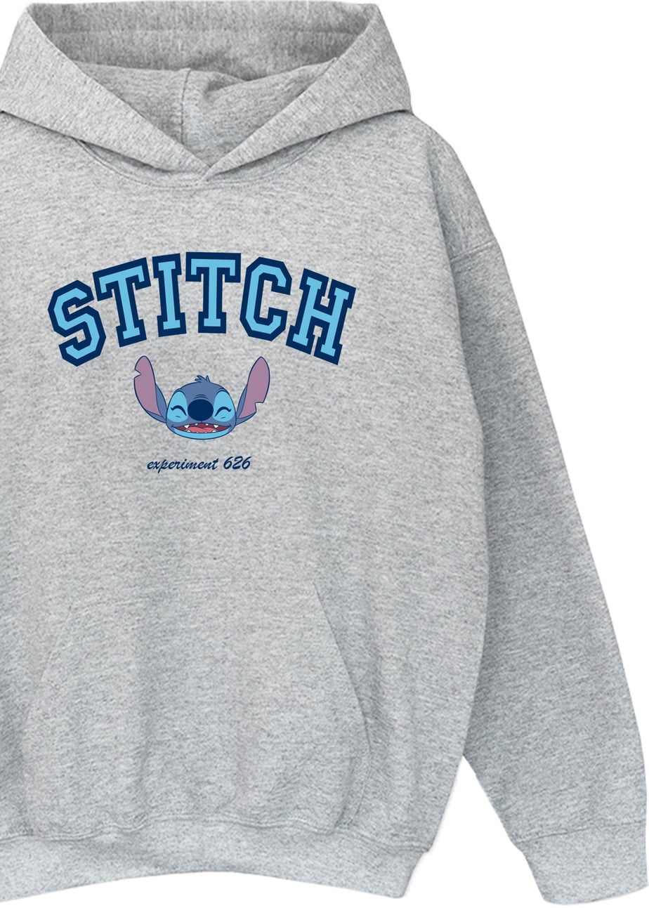 Disney Stitch Collegial Girls Heather Grey Printed Hoodie (3-13 yrs)