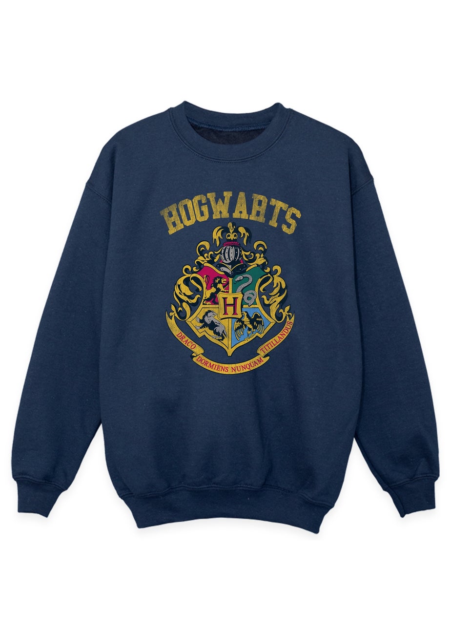 Harry Potter Kids Navy Filled Crest Varsity Printed Sweatshirt (3-13 yrs)