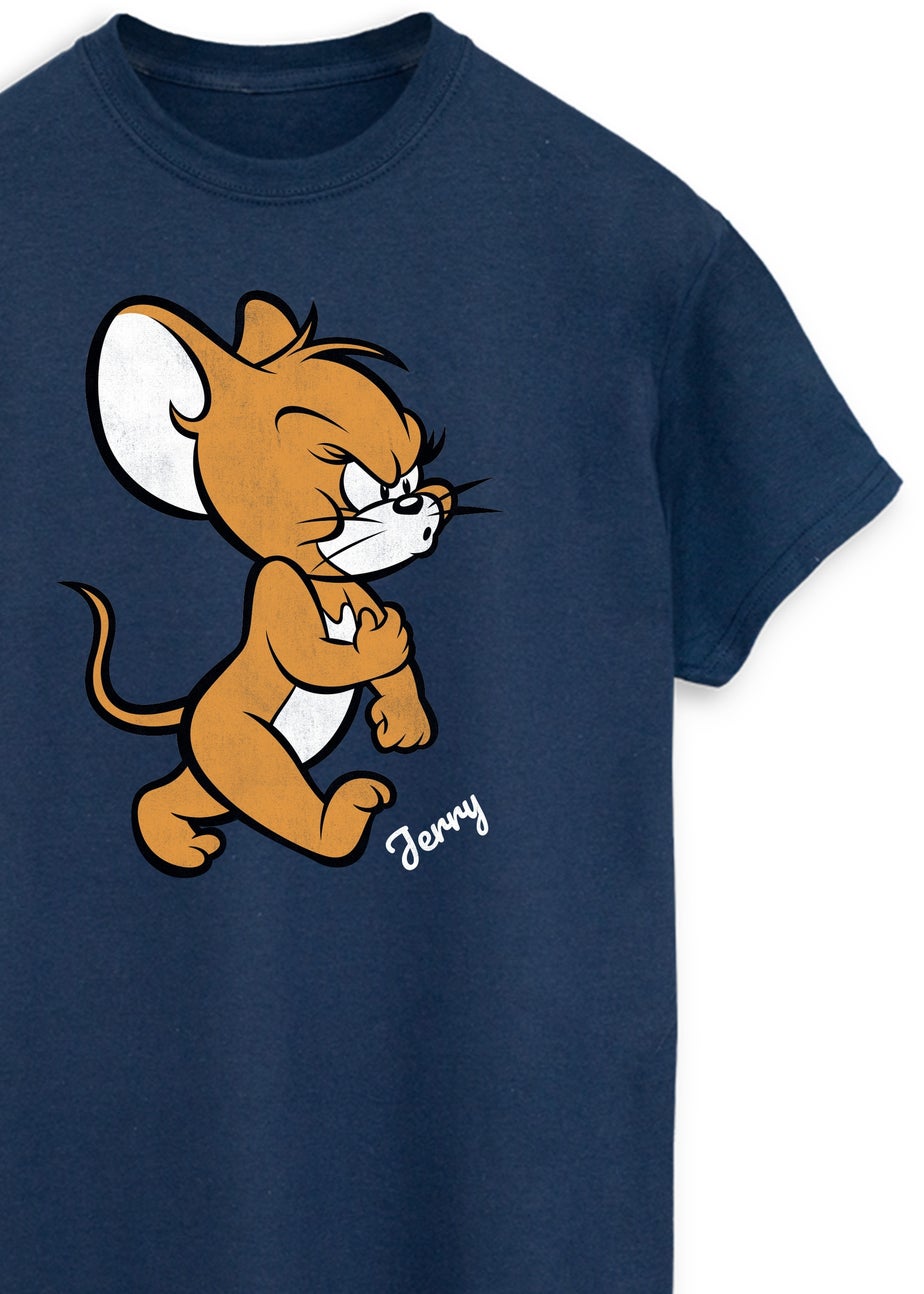 Tom & Jerry Angry Mouse Adult Navy Graphic T-Shirt
