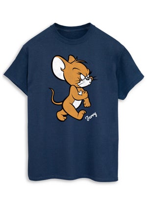 Tom & Jerry Angry Mouse Adult Navy Graphic T-Shirt