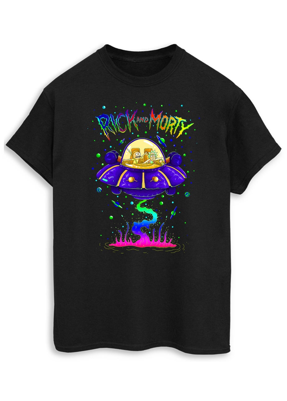 Cartoon Network Rick & Morty Space Cruiser Black Printed T-Shirt
