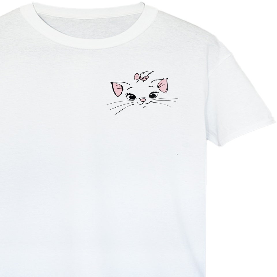 Disney The Aristocats Marie Face White Printed Boyfriend Fit T-Shirt
