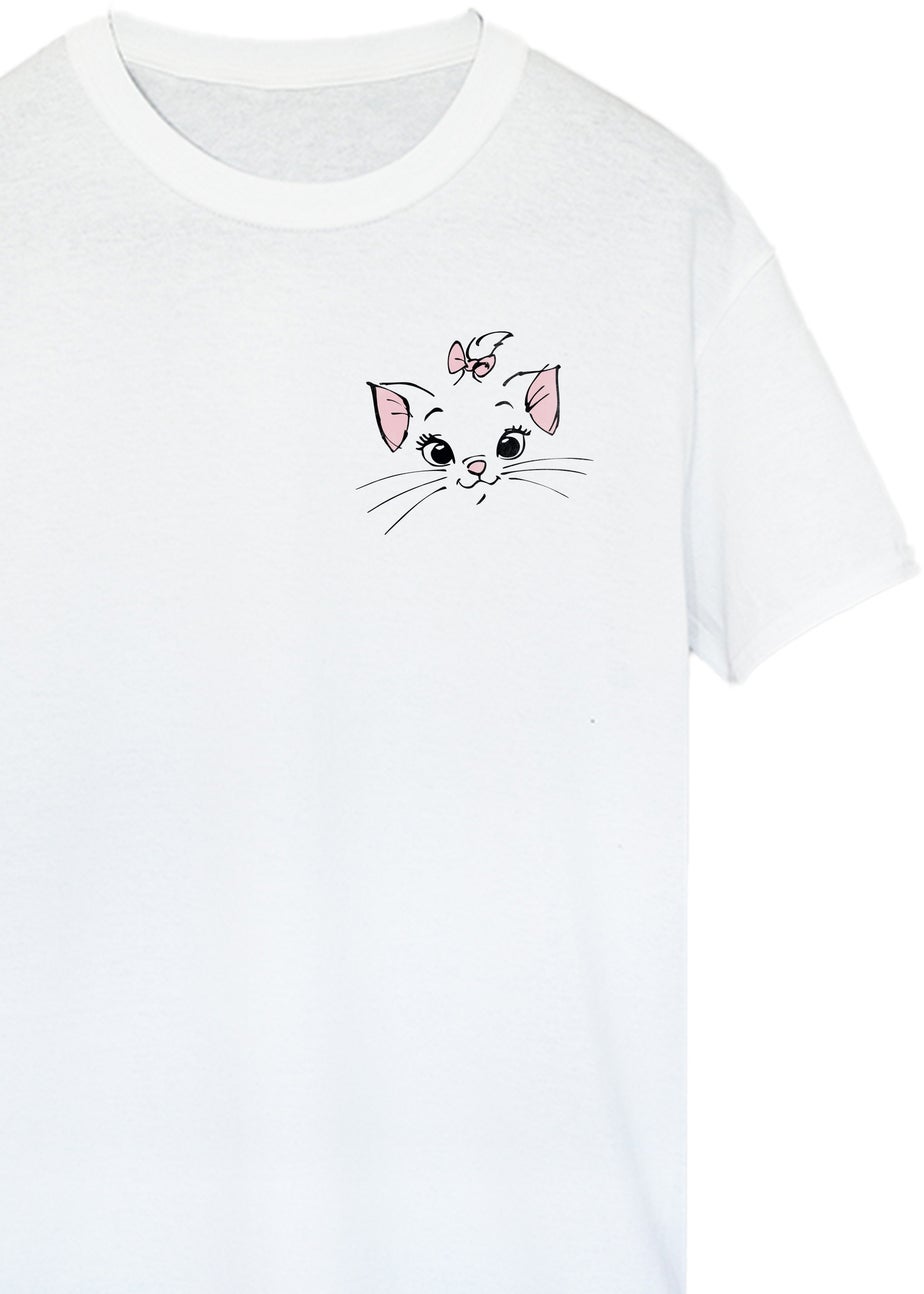 Disney The Aristocats Marie Face White Printed Boyfriend Fit T-Shirt