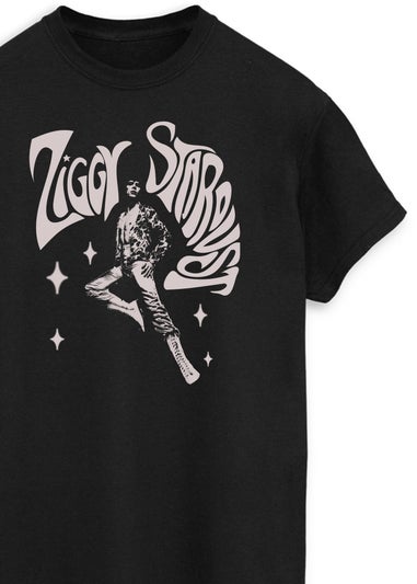 David Bowie Ziggy Pose Women Black Graphic Boyfriend Fit Music T-Shirt