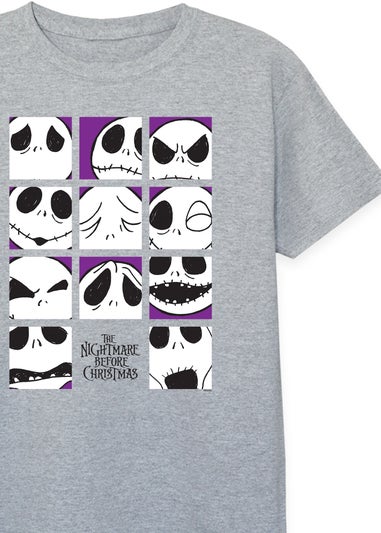 Disney Kids Heather Grey The Nightmare Before Christmas Jack Faces Printed T-Shirt (3-13 yrs)