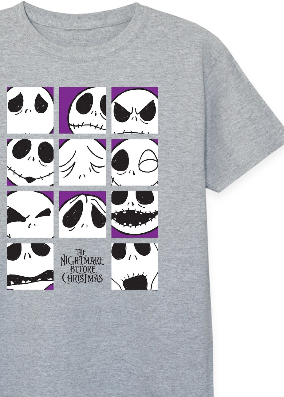 Disney Kids Heather Grey The Nightmare Before Christmas Jack Faces Printed T-Shirt (3-13 yrs)
