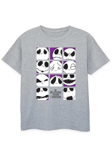 Disney Kids Heather Grey The Nightmare Before Christmas Jack Faces Printed T-Shirt (3-13 yrs)