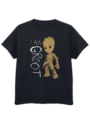 Marvel Kids Black Guardians Of The Galaxy Groot Scribbles Printed T-Shirt (3-13 yrs)