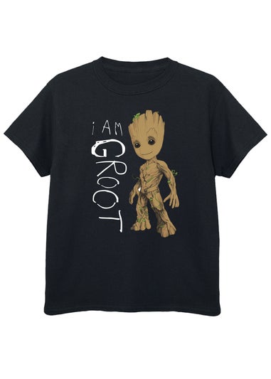 Marvel Kids Black Guardians Of The Galaxy Groot Scribbles Printed T-Shirt (3-13 yrs)