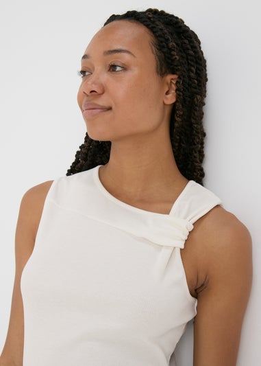 Cream Front Twist Ribbed Vest
