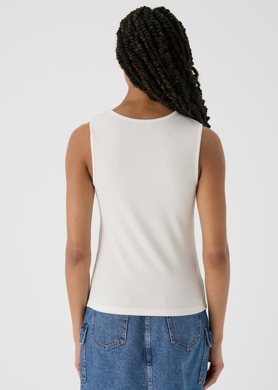 Cream Front Twist Ribbed Vest