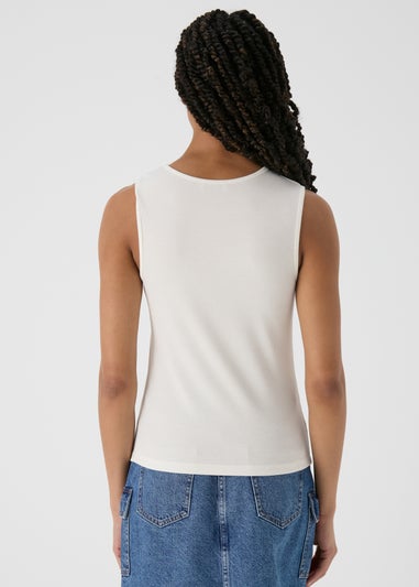 Cream Front Twist Ribbed Vest