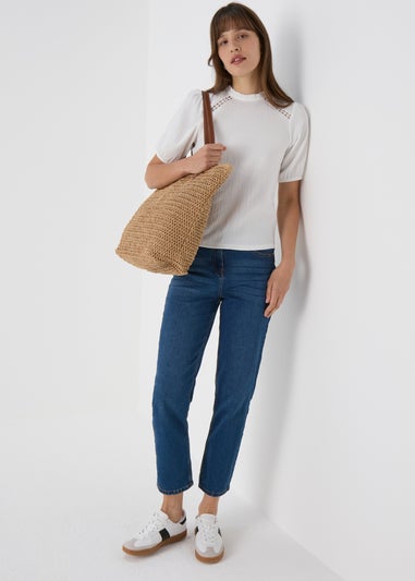 White Lace Insert Blouse Top