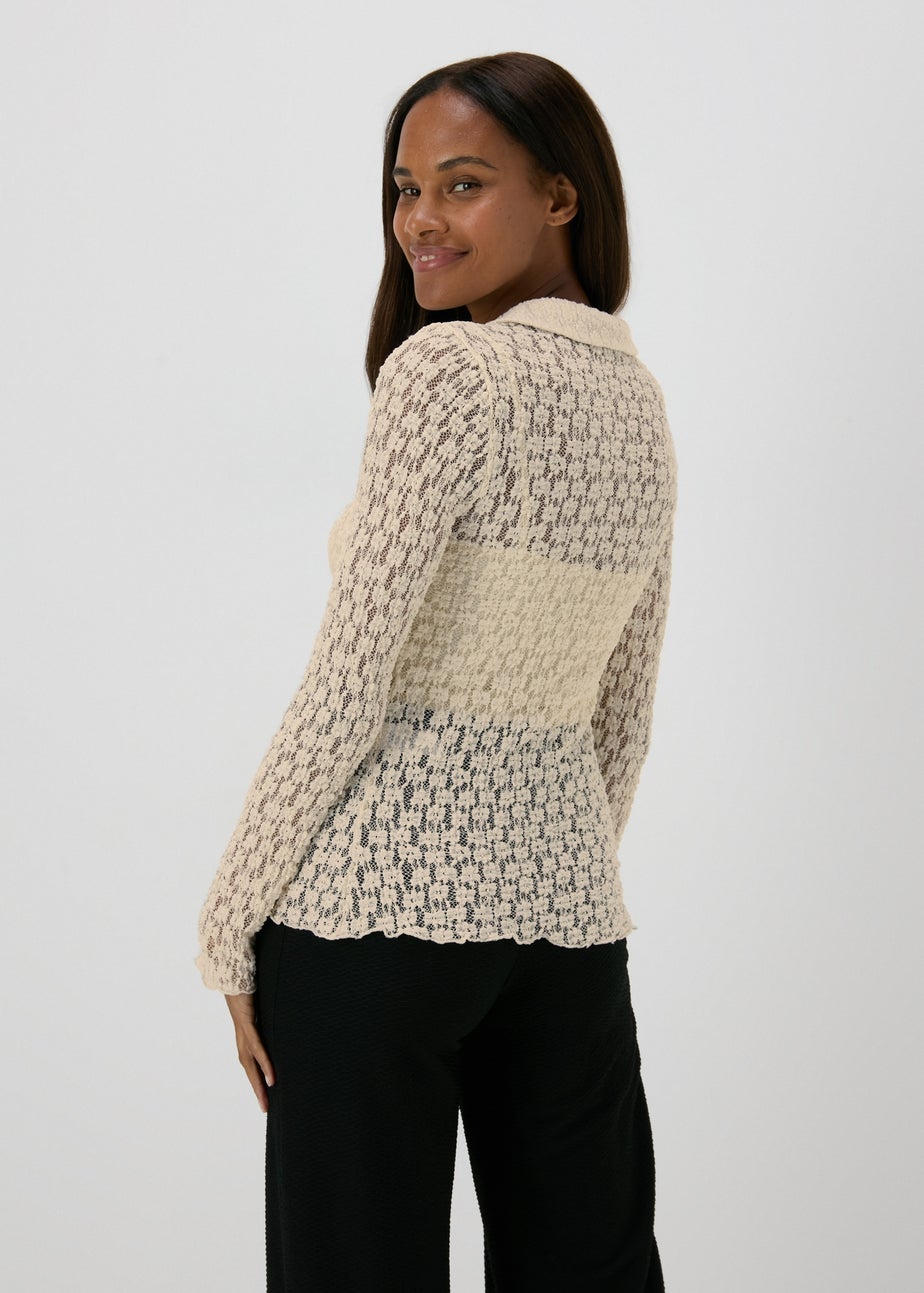 Cream Lace Knit Shirt