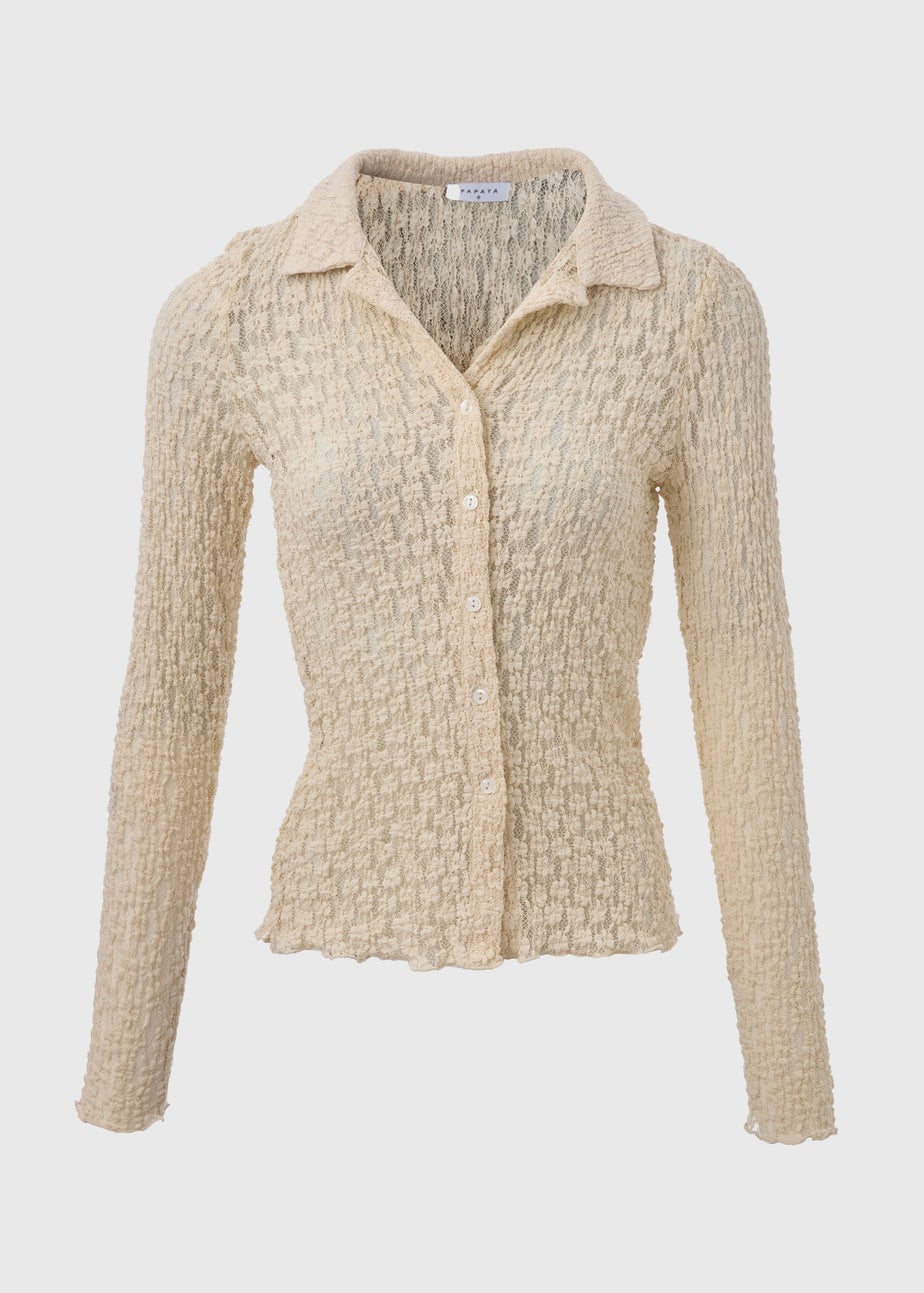 Cream Lace Knit Shirt