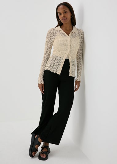 Cream Lace Knit Shirt