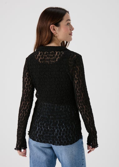 Black Open Knit Shirt